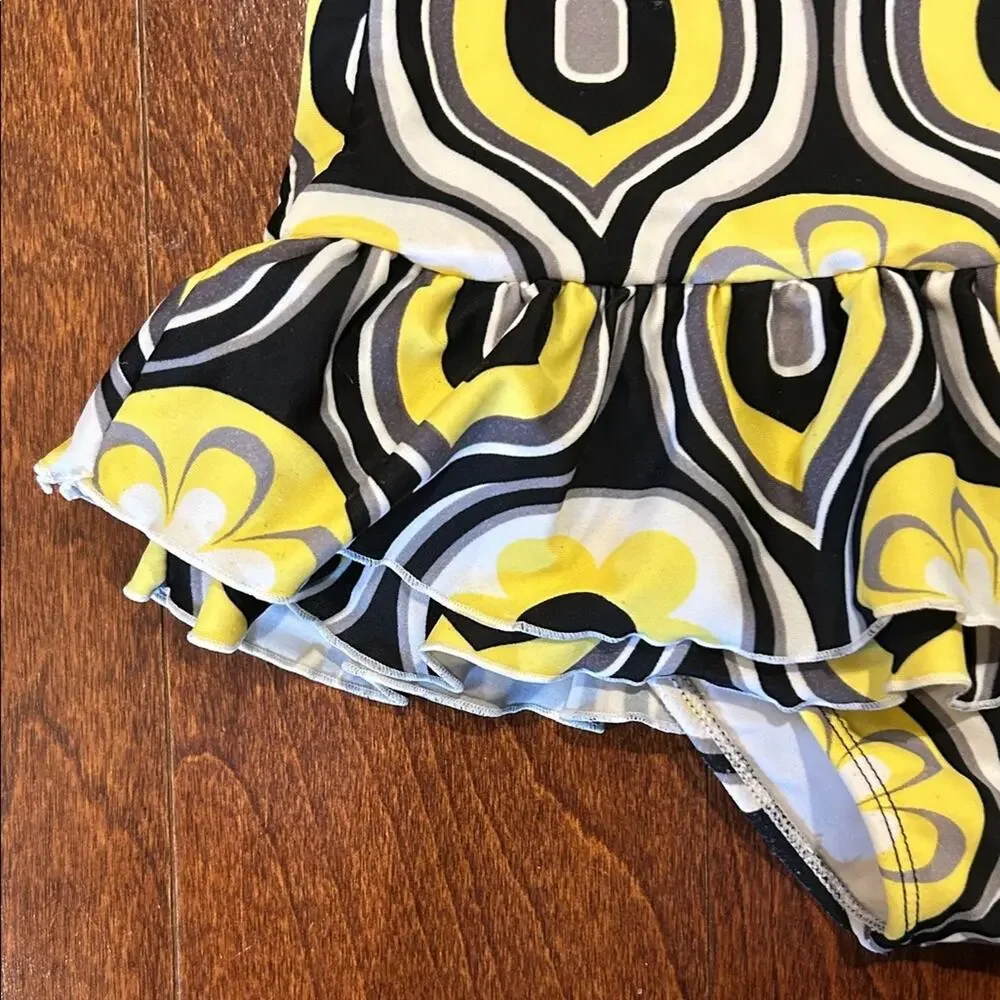 Flowers by Zoe Girl’s Retro Yellow and Black One Piece Bathing Suit, Size 5
